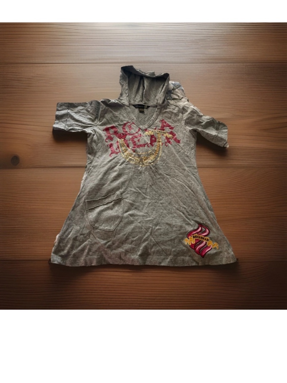 NWT Rocawear Girl’s Heather Gray Hoodie Embroidered XL/16 Y2K Streetwear